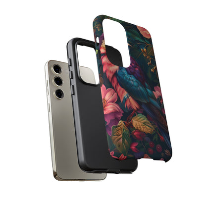 Vibrant Phone Case, Tropical Bird Design, Tough Phone Cover, Floral Tech Accessory, Gift for Nature Lovers