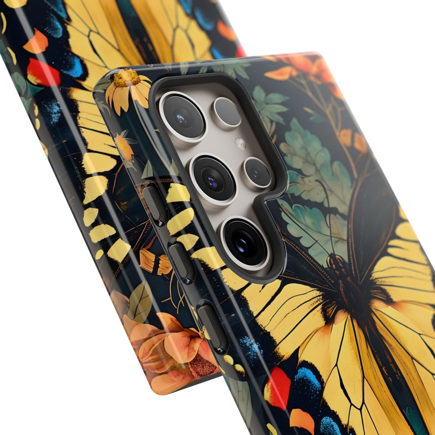Butterfly Floral Phone Case, Art-inspire Tough Case, Gift for Nature Lovers, Butterfly Pattern Cover, Eco-Friendly Mobile Accessory