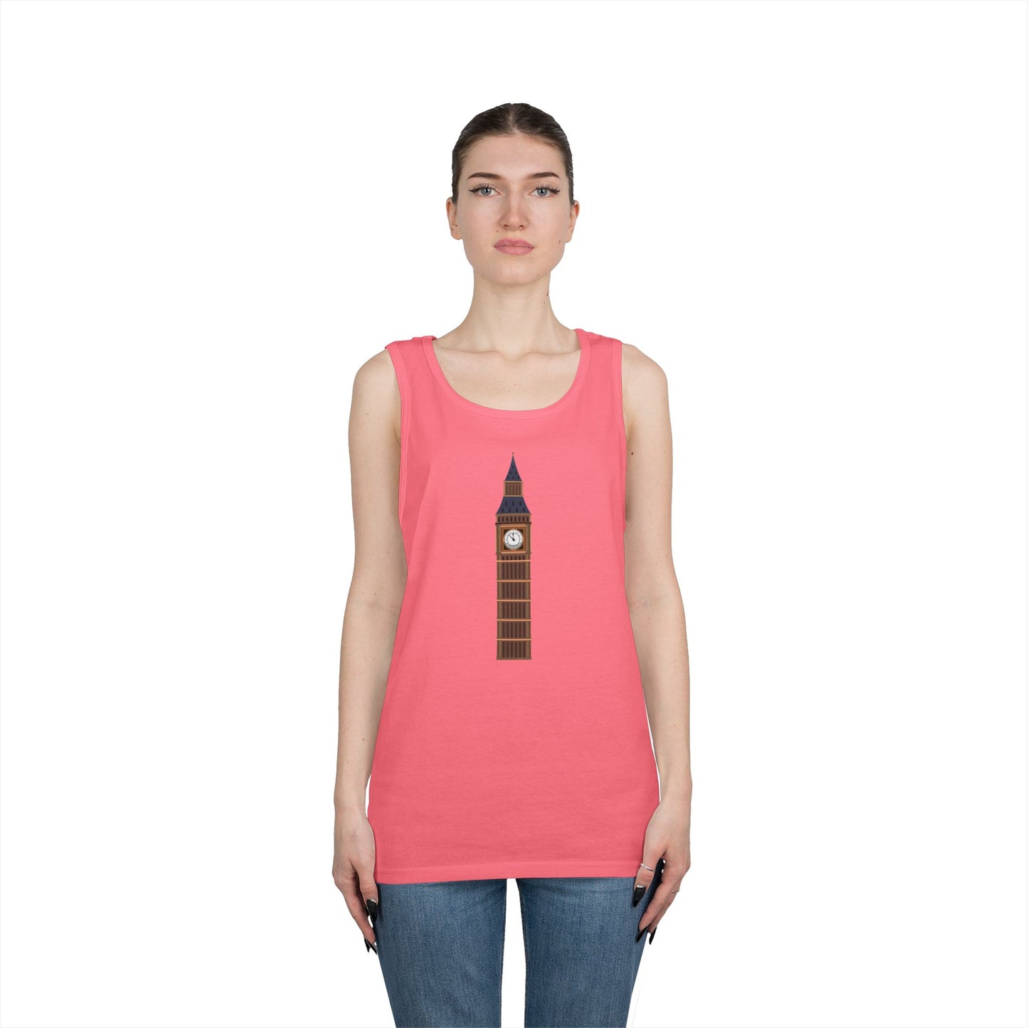 Unisex Heavy Cotton Tank Top - Historic Big Ben England Tower Artwork