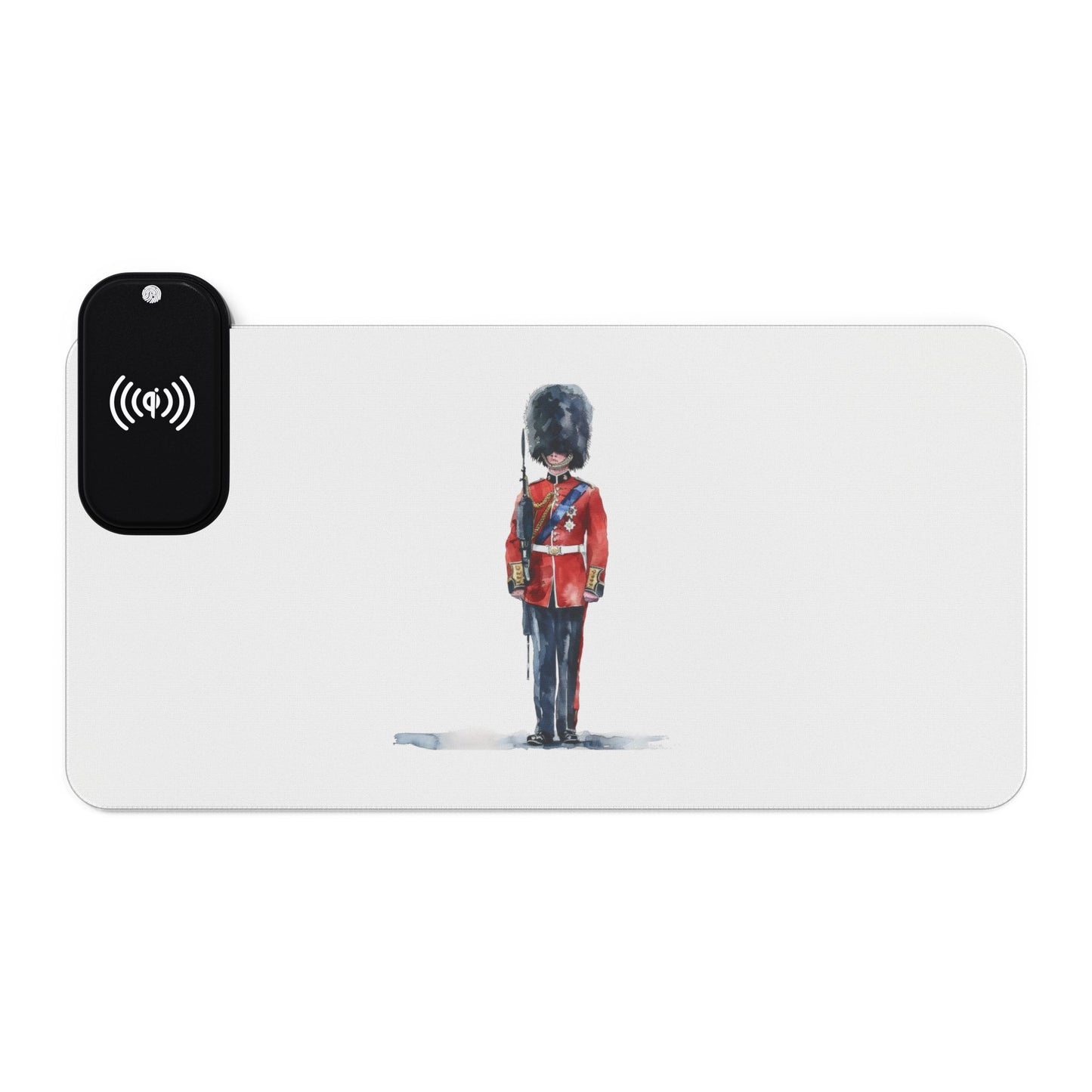 Regal Royal Guard – Standing Sentinel Art - LED Gaming Mouse Pad with Wireless Charging, Ideal for Gamers, Home Office, Unique Gift for Tech Lovers, Perfect for Holidays