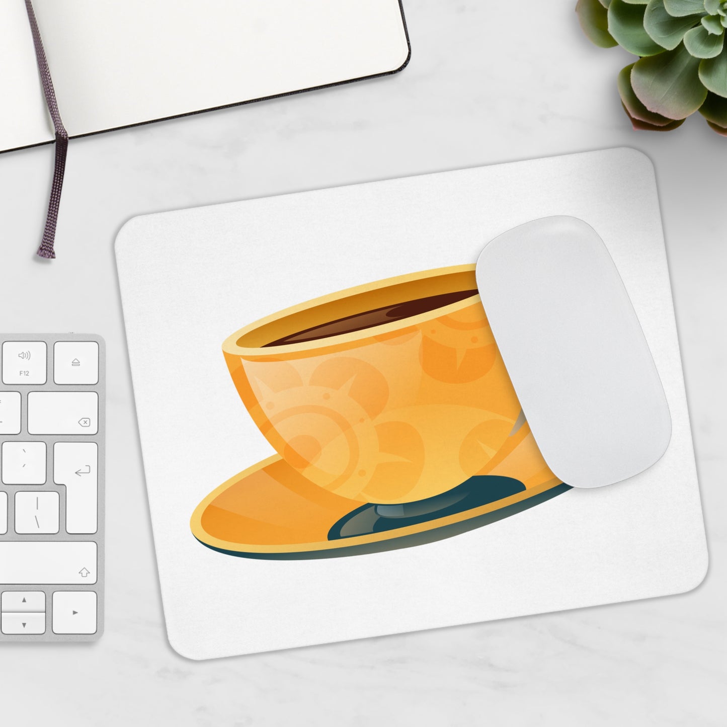 Coffee Cup Mouse Pad, Office Desk Decor, Gamer Gift, Tea Lover Accessory, Unique Workstation Mat, Personalized Kitchen Essential