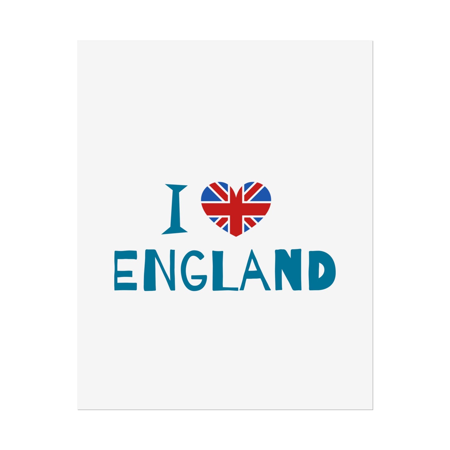 I Love England Rolled Poster - UK Travel Decor, Gift for Britains, Wall Art for Home, London Souvenir, Love England