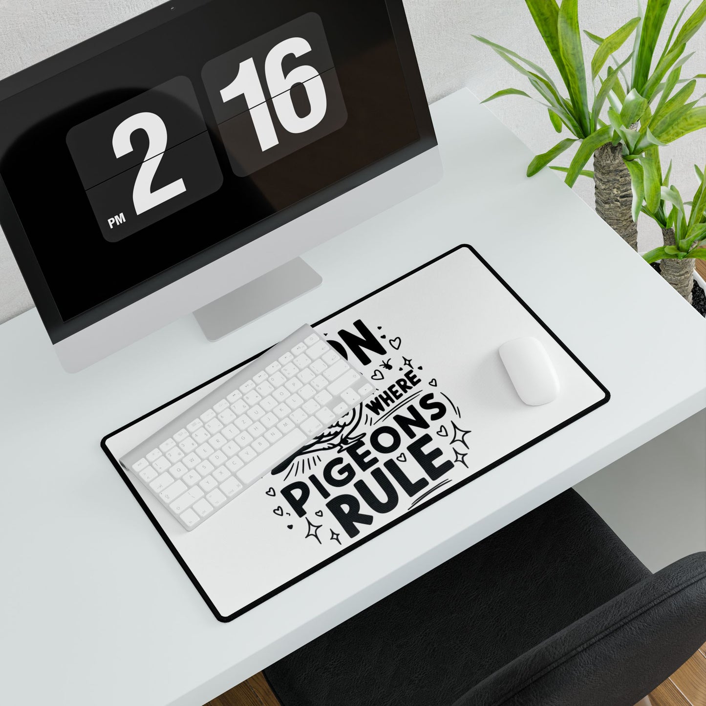 London Pigeon Desk Mat - Cute Office Decor, Desk Accessories, Gift for Bird Lovers, Unique Workspace Mat, Fun London Souvenir