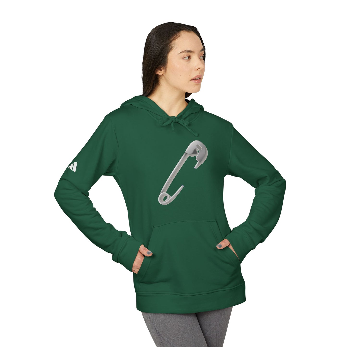 Adidas Unisex Fleece Hoodie with Safety Pin Design - Trendy, Comfortable, and Perfect for Everyday Wear