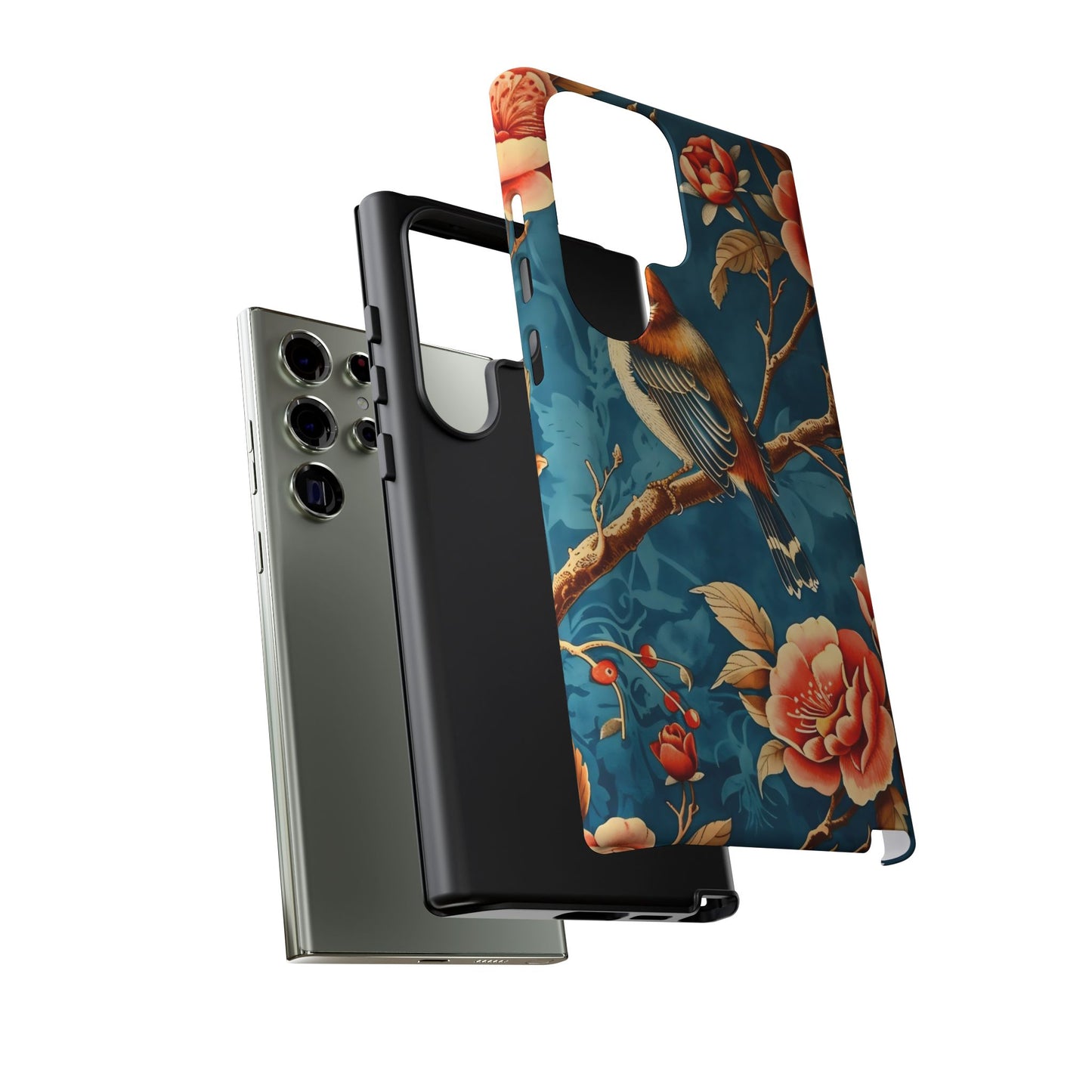 Bird & Floral Phone Case, Tough Cases for Nature Lovers, Gift for Her, Customizable Design, Vibrant Tech Accessories