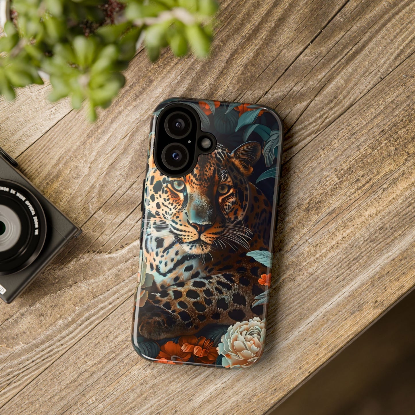 Wildlife Phone Case with Leopard Design | Tough Cases, Animal Prints, Floral Phone Cover, Gift for Nature Lovers, Unique Phone Accessories