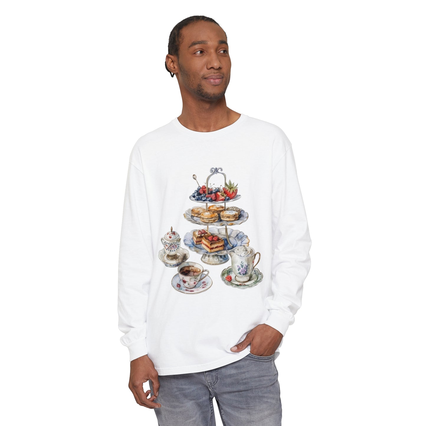 Unisex Garment-dyed Long Sleeve T-Shirt - Traditional Dishes and Culinary Delights