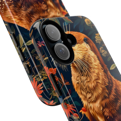 Otter Phone Case, Floral Otter Design, Tough Phone Cover, Nature Lover Gift, Cute Animal Accessories