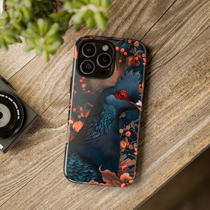 Vibrant Phone Case with Floral Peacock Design - Tough Cases, Artistic Phone Cover, Unique Gift for Nature Lovers, Stand Out Tech Accessory