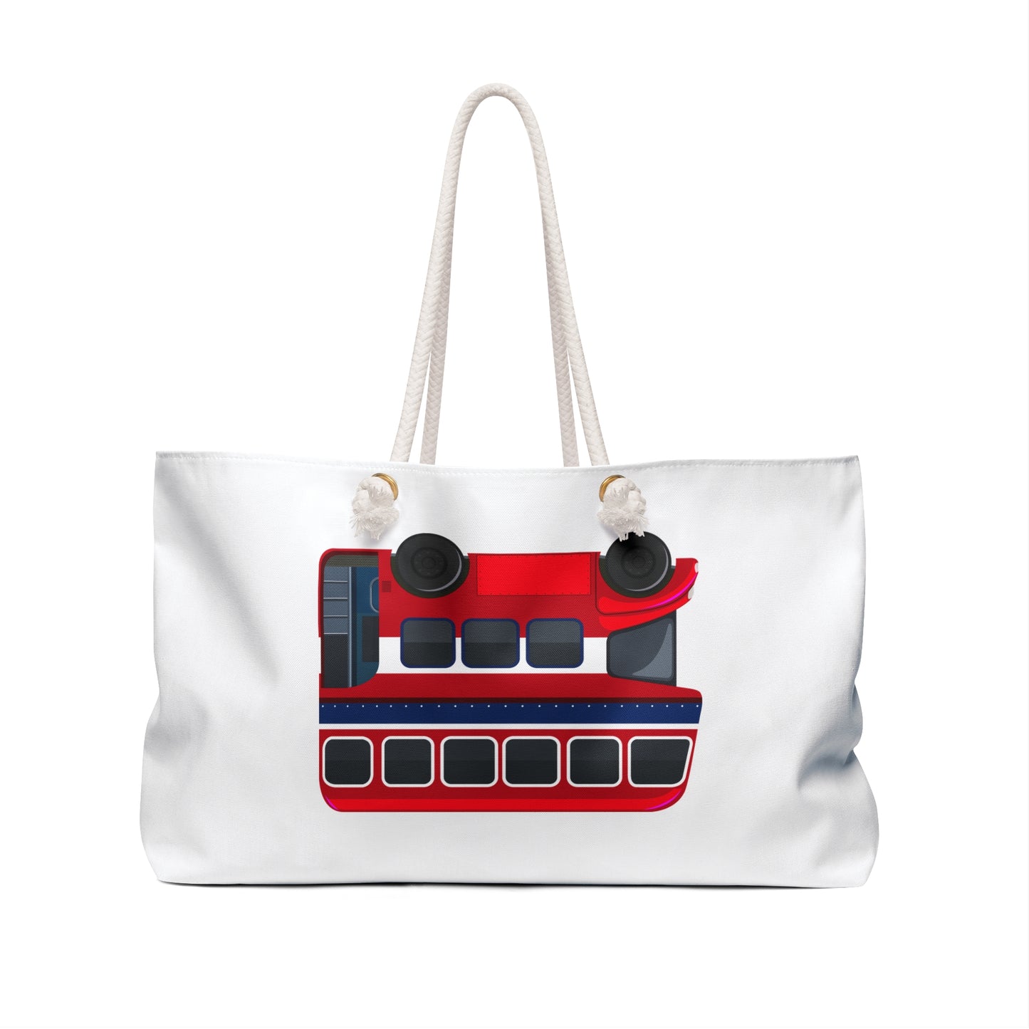 Fun Red Double-Decker Weekender Bag, Travel Tote, Beach Bag, Gym Bag, Gift for Travelers, Summer Adventure Accessory