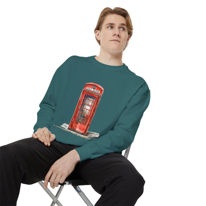 Unisex Garment-Dyed Sweatshirt All Day Wear - Iconic British Public Telephone