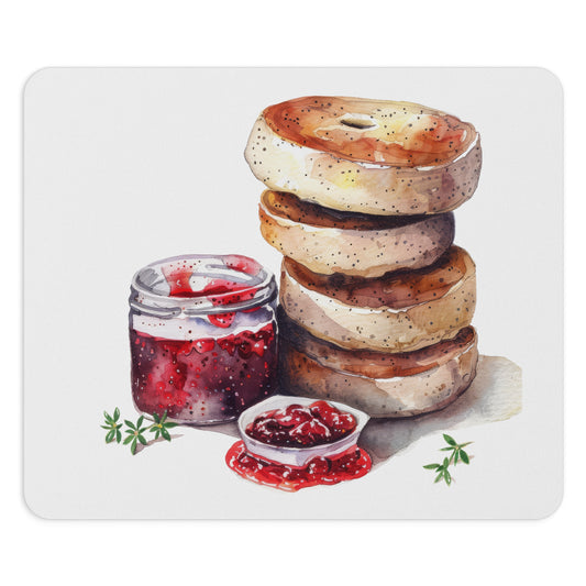 Bagel Lover's Mouse Pad, Office Decor, Cute Gift for Foodies, Bagel Enthusiast Accessory, Kitchen Themed Office Supplies