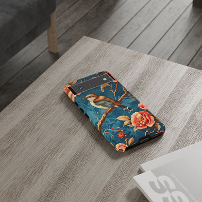 Bird & Floral Phone Case, Tough Cases for Nature Lovers, Gift for Her, Customizable Design, Vibrant Tech Accessories