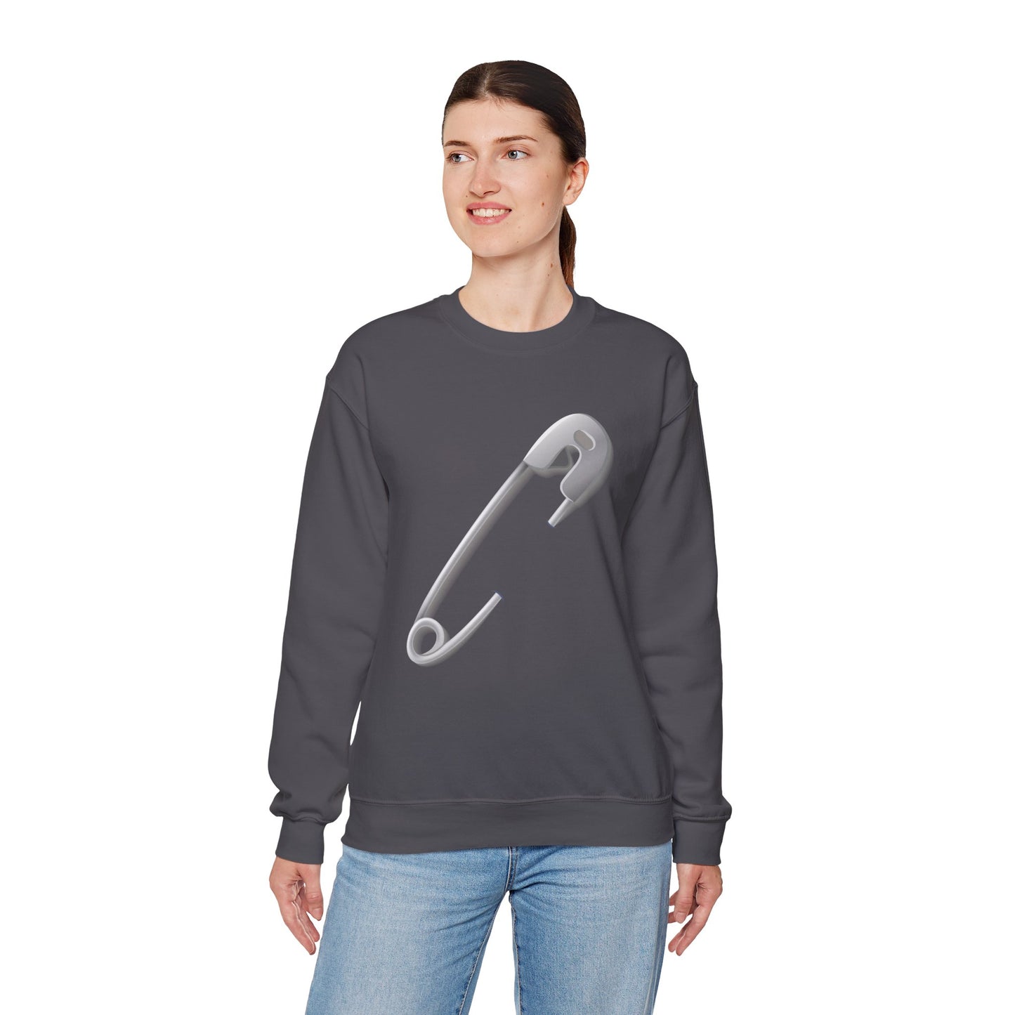 Unisex Heavy Blend™ Crewneck Sweatshirt - Minimalist Safety Pin Design