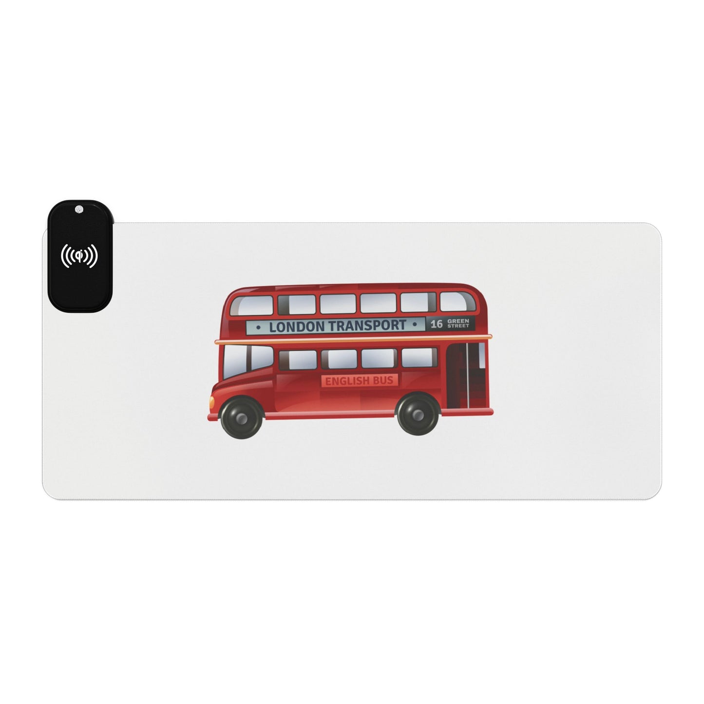 Classic Red Bus Side View - LED Gaming Mouse Pad with Wireless Charging - Perfect for Gamers, Desk Setup, Gift for Tech Enthusiasts, Gaming Accessories, Home [...]