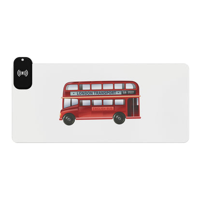 Classic Red Bus Side View - LED Gaming Mouse Pad with Wireless Charging - Perfect for Gamers, Desk Setup, Gift for Tech Enthusiasts, Gaming Accessories, Home [...]