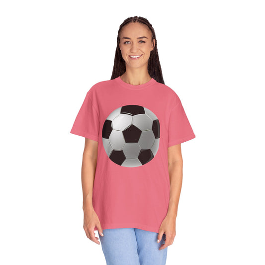 Unisex Garment-Dyed T-shirt - Dynamic Football Design - Sports Passion and Energy