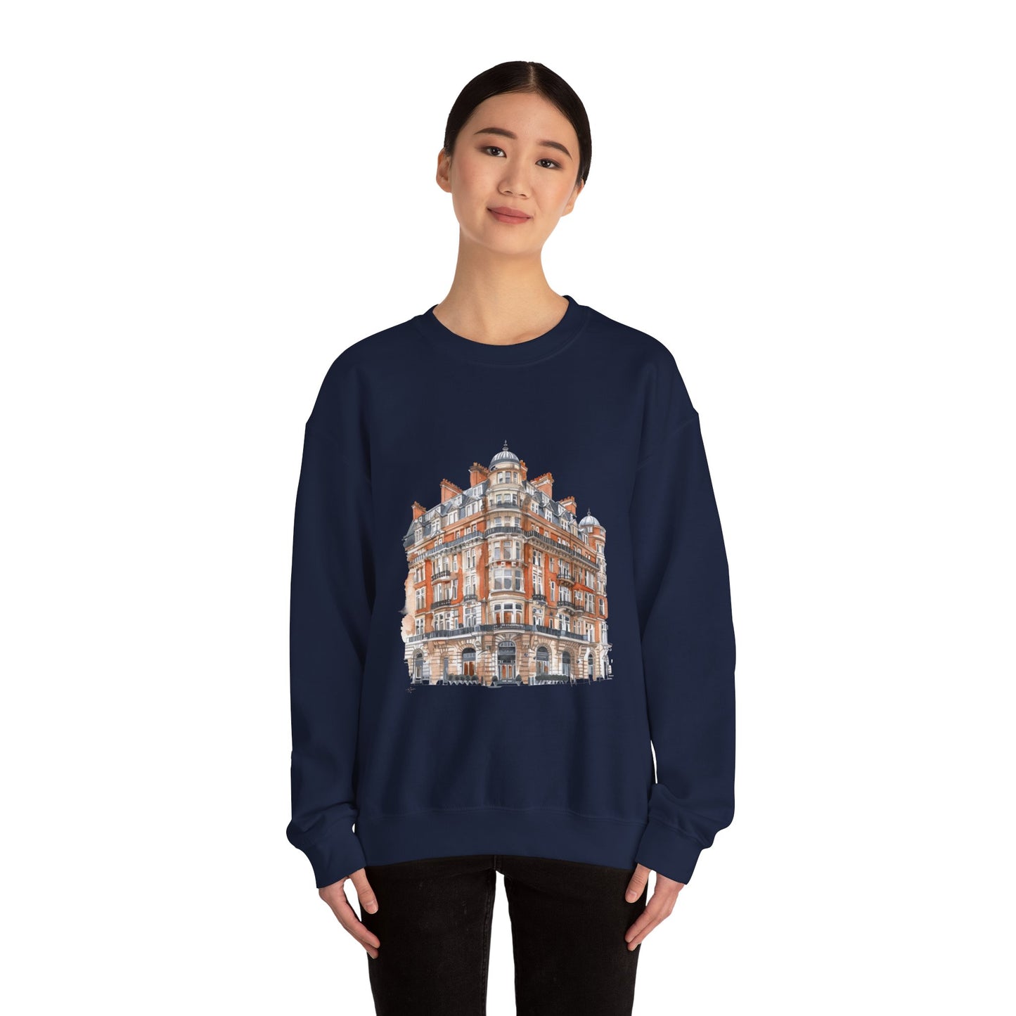 Unisex Heavy Blend™ Crewneck Sweatshirt - Classic British Architecture - Elegant Historic Building