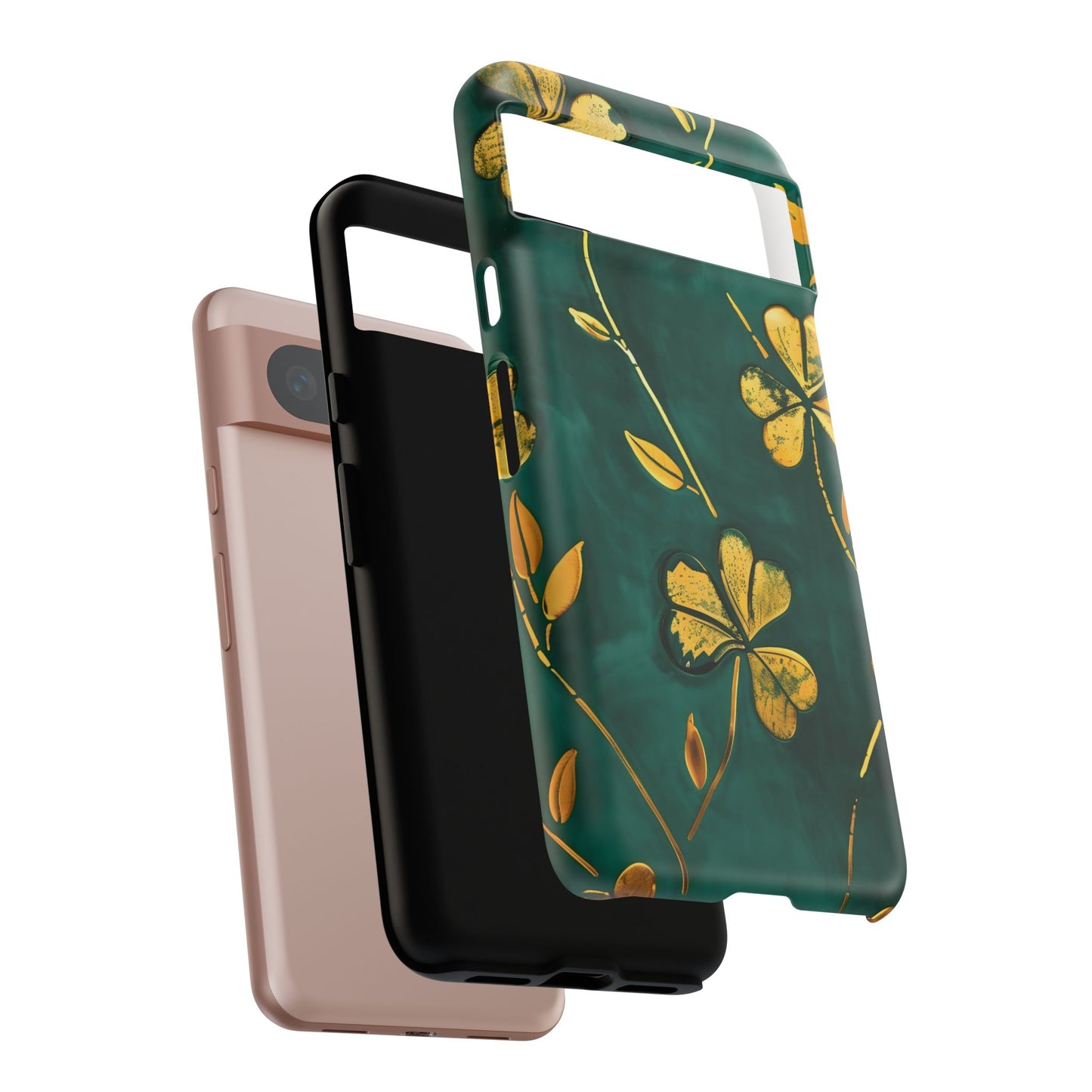Floral Phone Case with Gold Accents, Tough Phone Cover, Stylish Phone Protector, Unique Gift for Her, Nature Lover Accessory