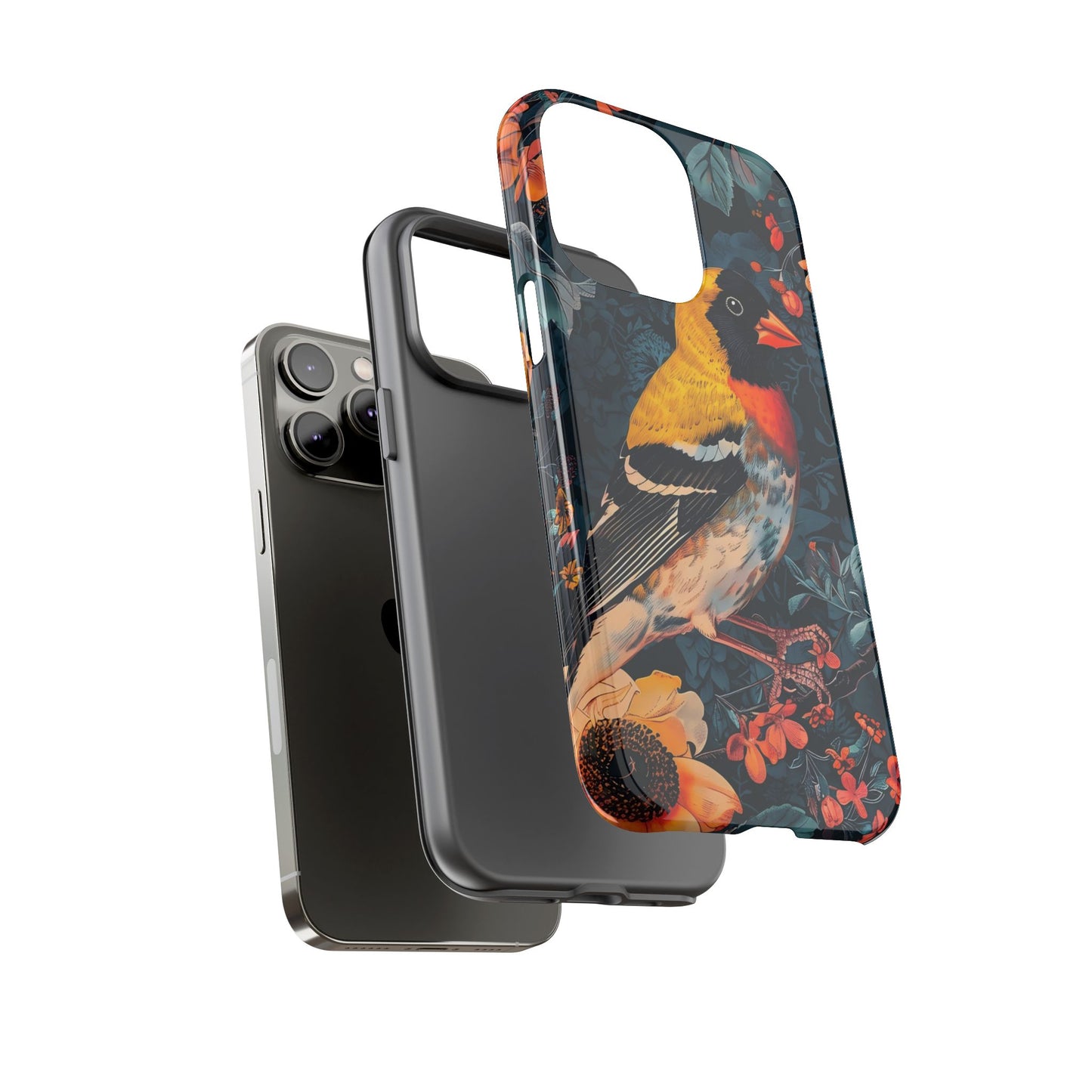 Colorful Bird Phone Case, Floral Phone Cover, Tough Phone Protector, Nature Lover Gift, Botanical Case, Unique Mobile Accessory