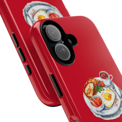 Breakfast-Inspired Phone Case, Tough Phone Covers, Foodie Gifts, Unique Accessories, Cute Kitchen Decor, Red Phone Case