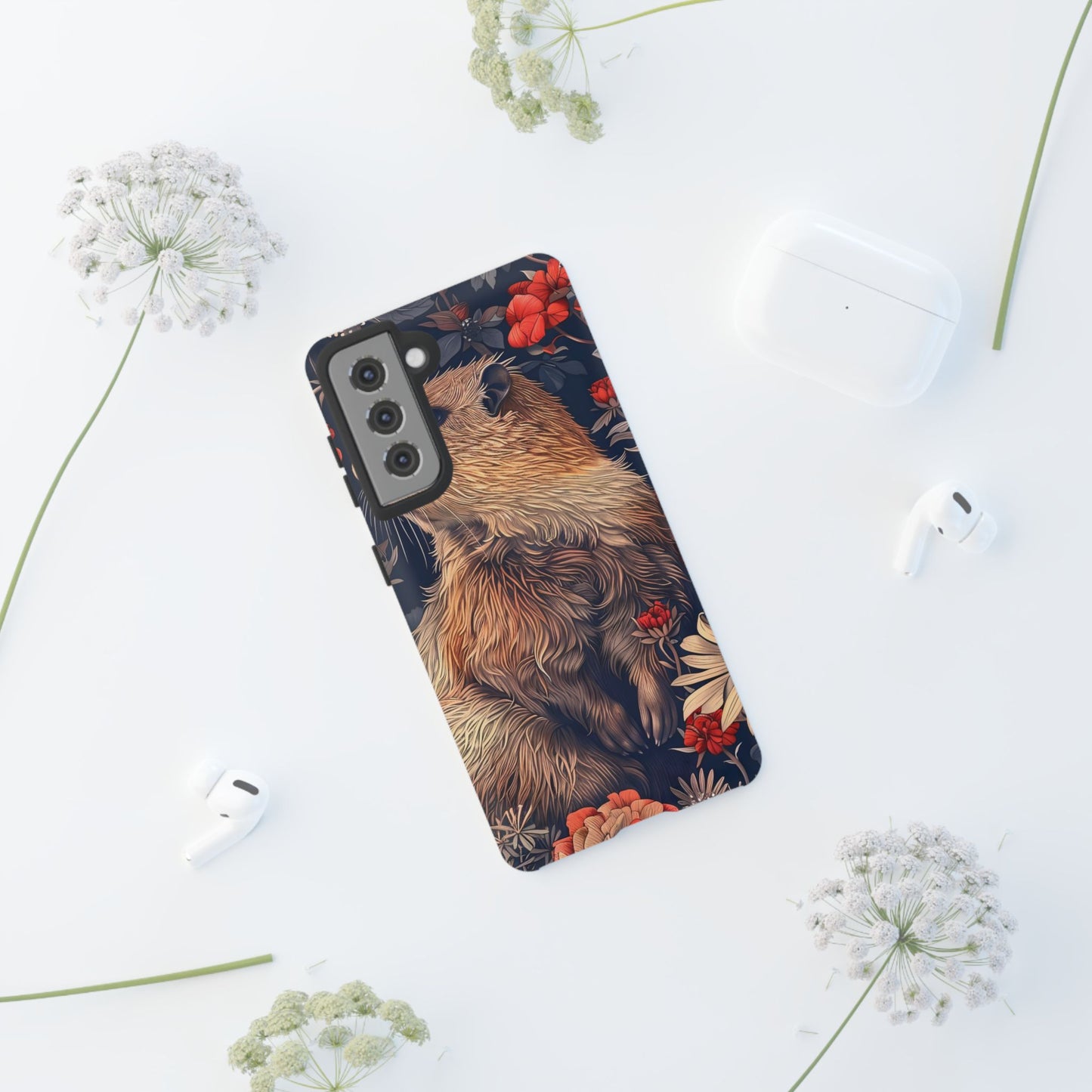 Floral Critter Phone Case, Tough Cases for Animal Lovers, Protective Cases for Phones, Unique Gift for Wildlife Enthusiasts