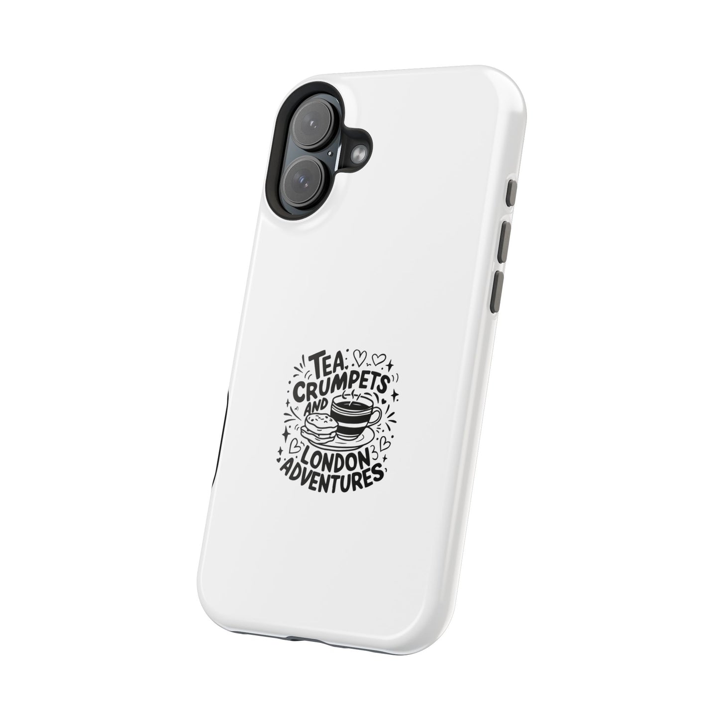 Magnetic Phone Case - Tea Crumpets London Adventures, Gift for Travelers, Cute Phone Cover, Unique Phone Accessory, Fun Design