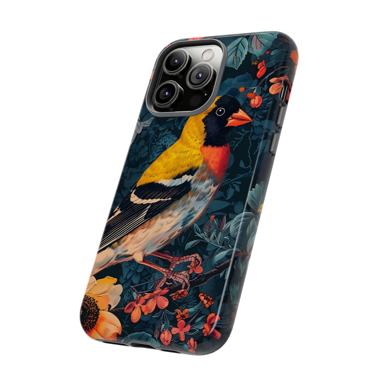 Colorful Bird Phone Case, Floral Phone Cover, Tough Phone Protector, Nature Lover Gift, Botanical Case, Unique Mobile Accessory