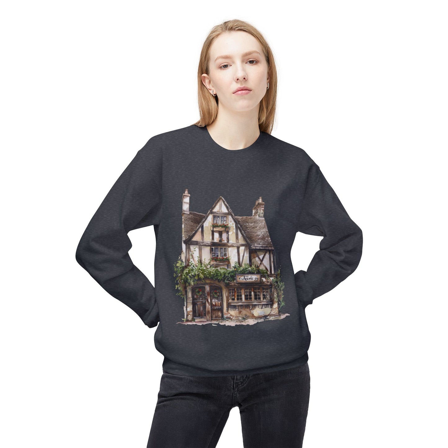 Unisex Midweight Softstyle Fleece Crewneck Sweatshirt - The Classic British Village House