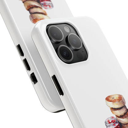 Artistic Bagel & Jam Phone Case - Tough, Durable Design for Food Lovers