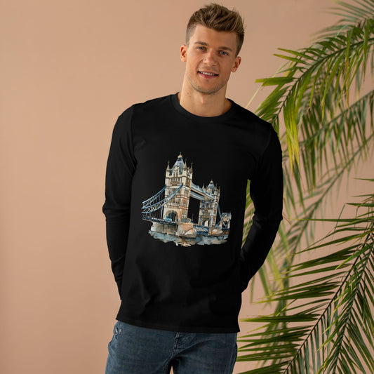 Men’s Base Longsleeve Tee - London Bridge - Iconic Landmark and Historical Beauty