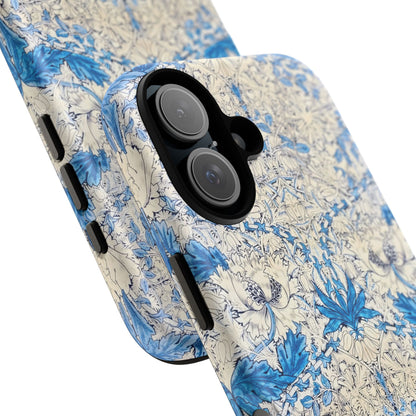 Elegant Floral Phone Case, Tough iPhone Cover, Stylish Mobile Protector, Blue Patterned Case, Unique Gift for Her