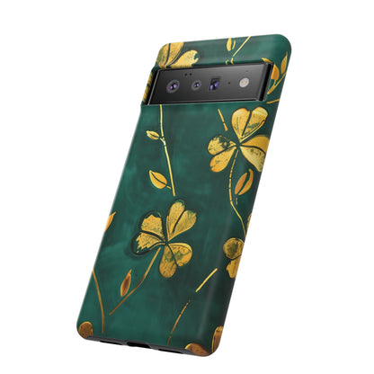 Floral Phone Case with Gold Accents, Tough Phone Cover, Stylish Phone Protector, Unique Gift for Her, Nature Lover Accessory