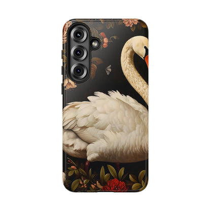 Elegant Swan Phone Case, Floral iPhone Cover, Tough Phone Case, Gift for Her, Nature Lover, Mother's Day, Birthday