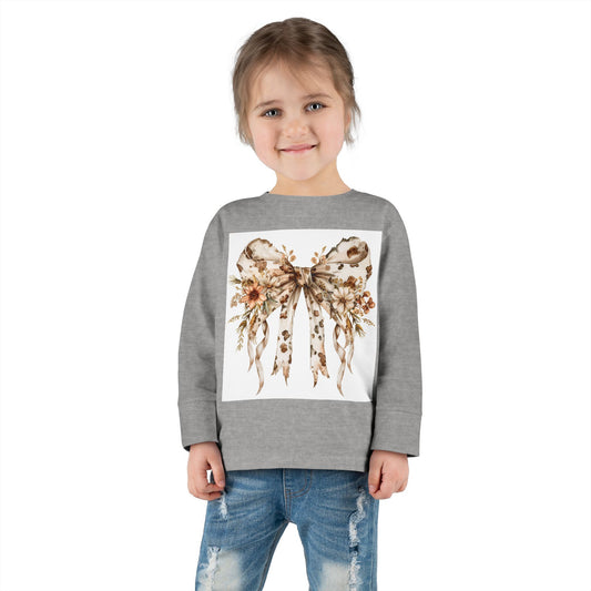 Floral Bow Toddler Long Sleeve Tee - Cute and Comfortable Kids Shirt