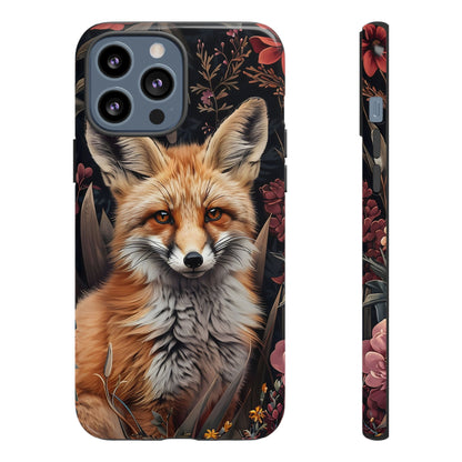 Fox Floral Phone Case, Tough Cases for Animal Lovers, Nature Themed Gift, Cute Phone Cover, Wild Fox Protector