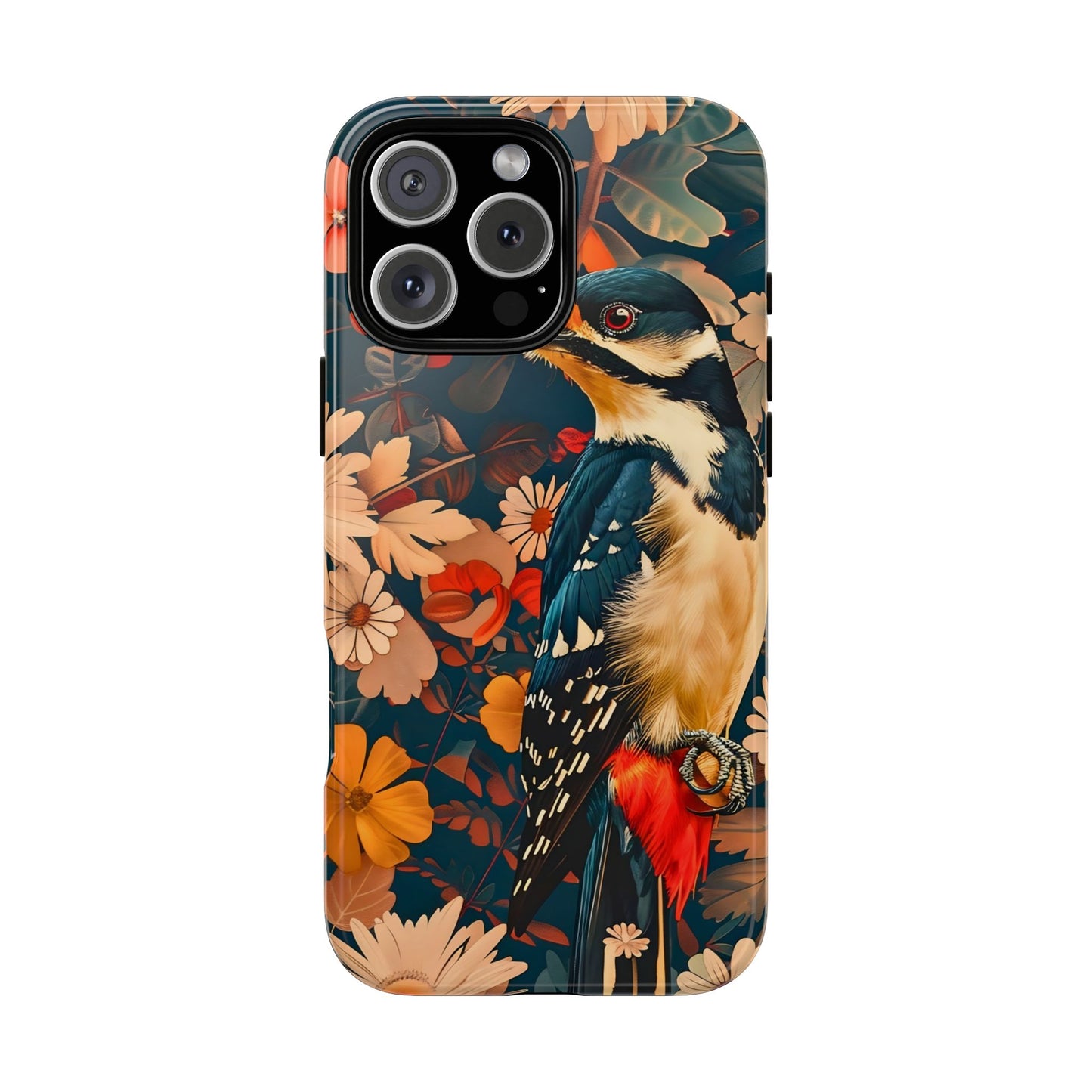 Artistic Bird Phone Case, Unique Tough Cases for Nature Lovers, Floral Design, Cute Gift, Customized Phone Accessories