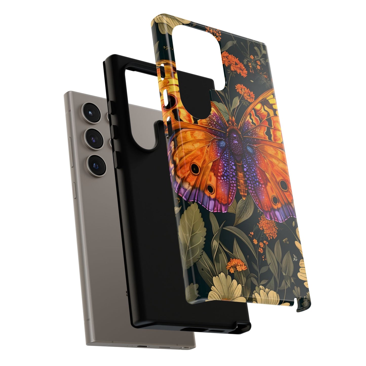 Butterfly Phone Case, Tough Cases for Nature Lovers, Vibrant Floral Design, Gift for Her, Cute Phone Accessories, Butterfly Artwork