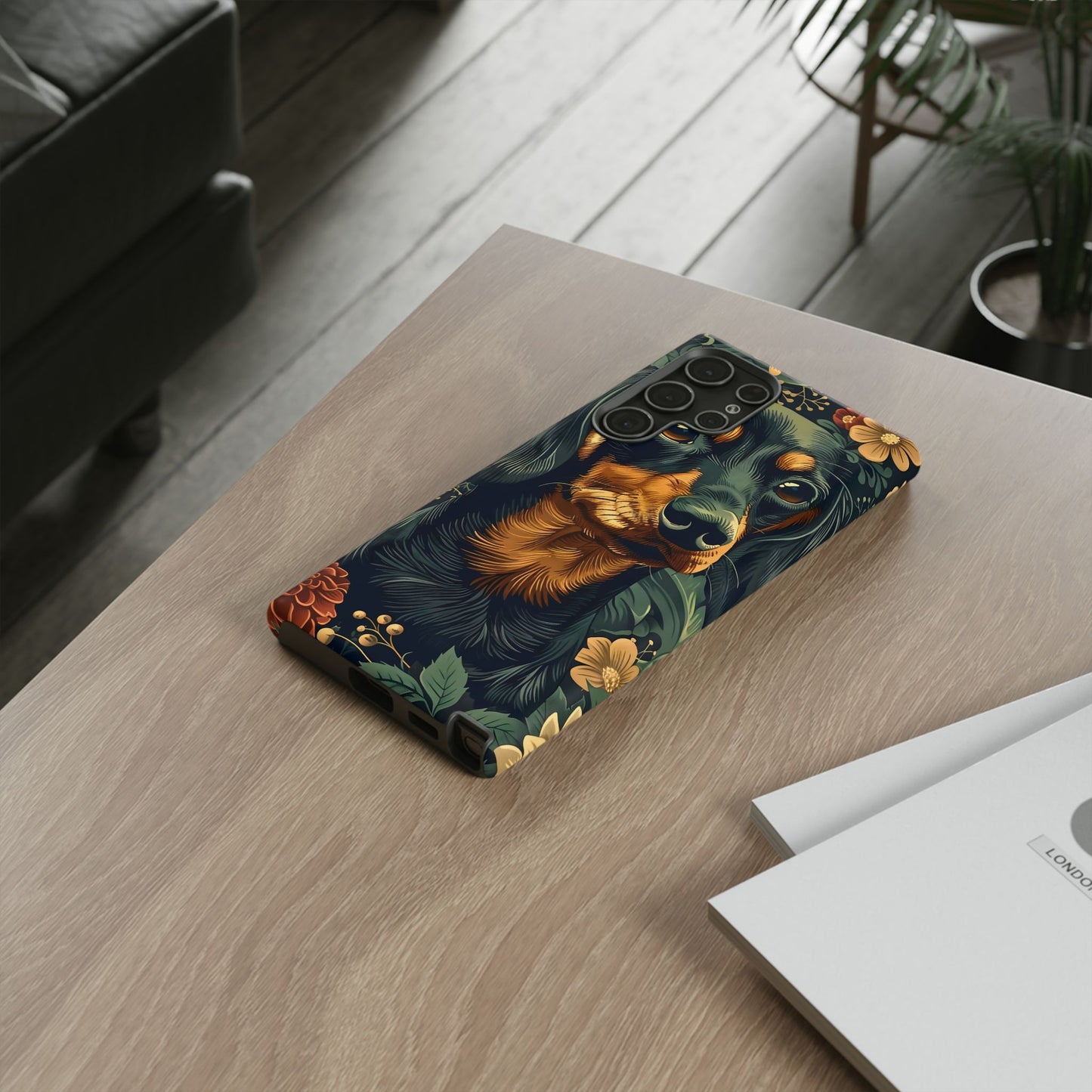 Dachshund Phone Case, Floral Pet Phone Cover, Dog Lover Gift, Tough Phone Case, Custom Dachshund Design, Unique Dog Owner Accessory