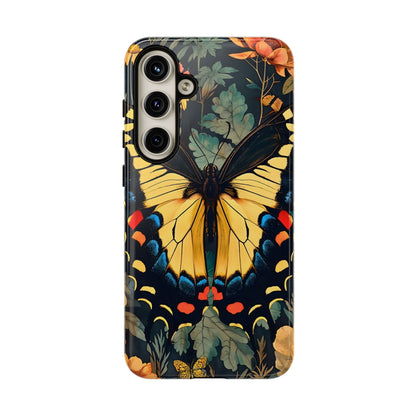 Butterfly Floral Phone Case, Art-inspire Tough Case, Gift for Nature Lovers, Butterfly Pattern Cover, Eco-Friendly Mobile Accessory