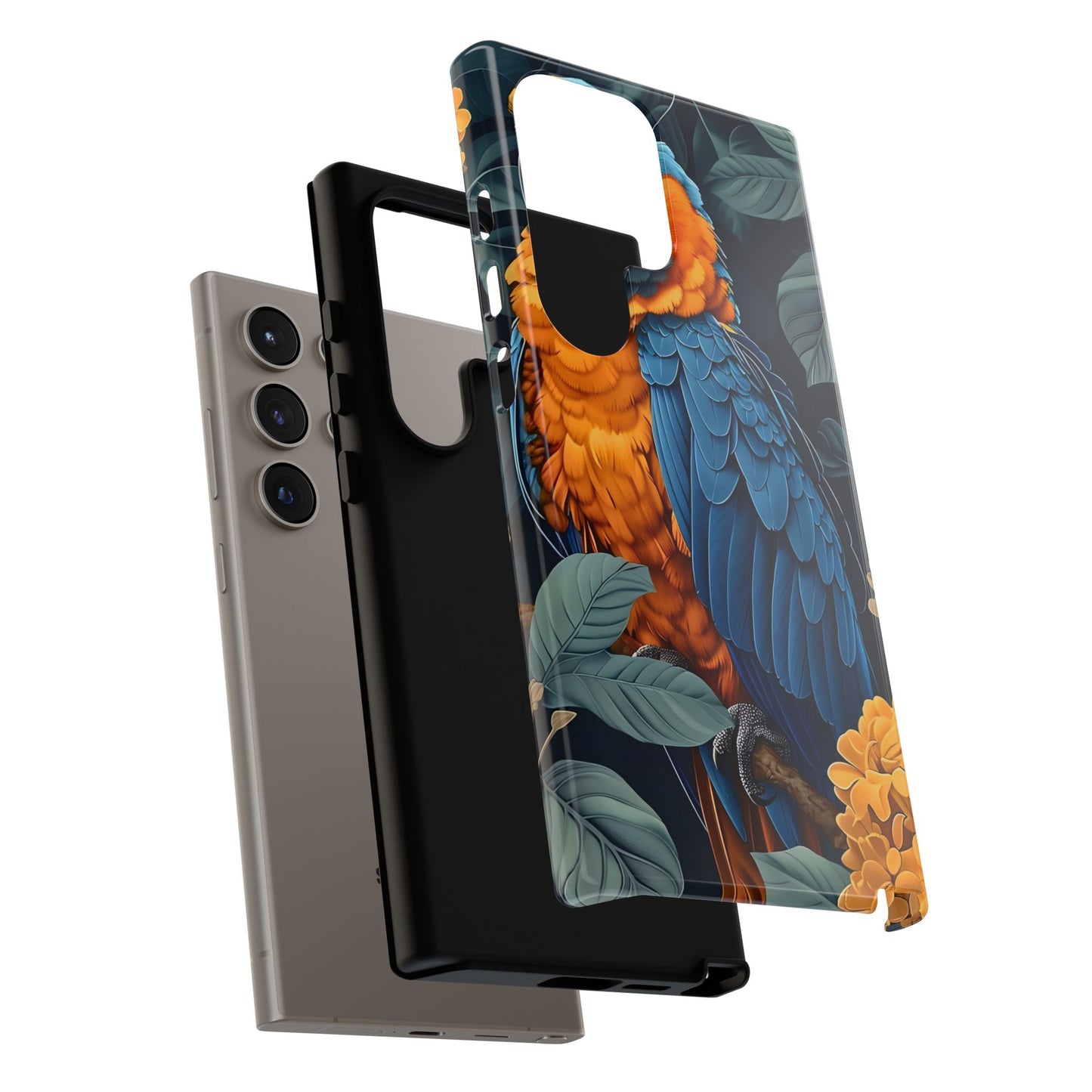 Tropical Parrot Phone Case - Tough Cases, Colorful Phone Cover, Nature Lover Gift, Floral Design, Bird Lover Accessory