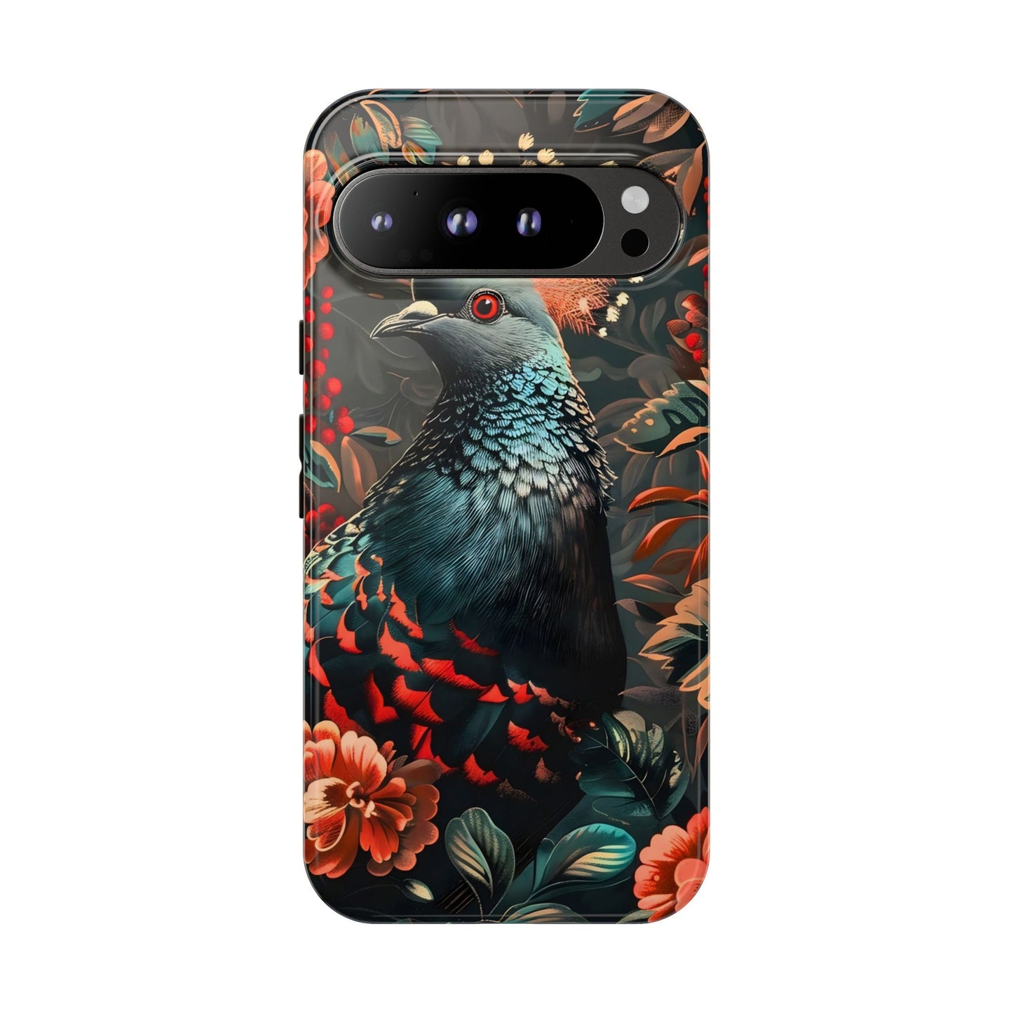 Floral Peacock Phone Case, Tough Cases, Artistic Phone Cover, Unique Gift, Nature Lover Accessory, Protective Case