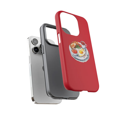 Breakfast-Inspired Phone Case, Tough Phone Covers, Foodie Gifts, Unique Accessories, Cute Kitchen Decor, Red Phone Case