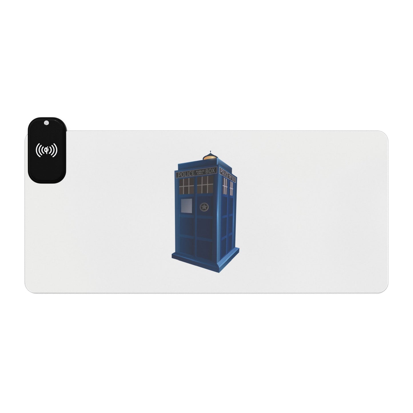 Blue Police Box (TARDIS Style) - LED Gaming Mouse Pad - Wireless Charging, Illuminated Mousepad for Gamers, Desk Accessories for Home Office, Tardis Design, Gamer Gift