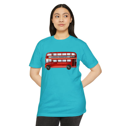 Unisex CVC Jersey T-shirt - The Heart of London - Iconic Double-Decker Buses