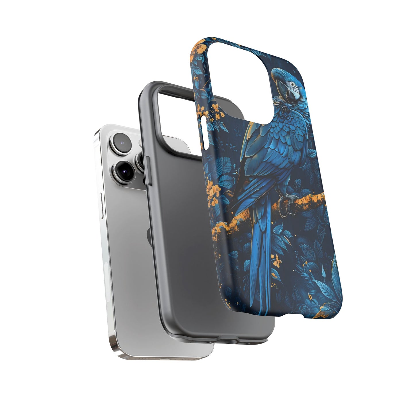 Tough Cases - Vibrant Blue Parrot Phone Case, Tropical Bird Phone Cover, Nature Lover Gift, Eco-Friendly Accessories, Unique Wildlife Decor