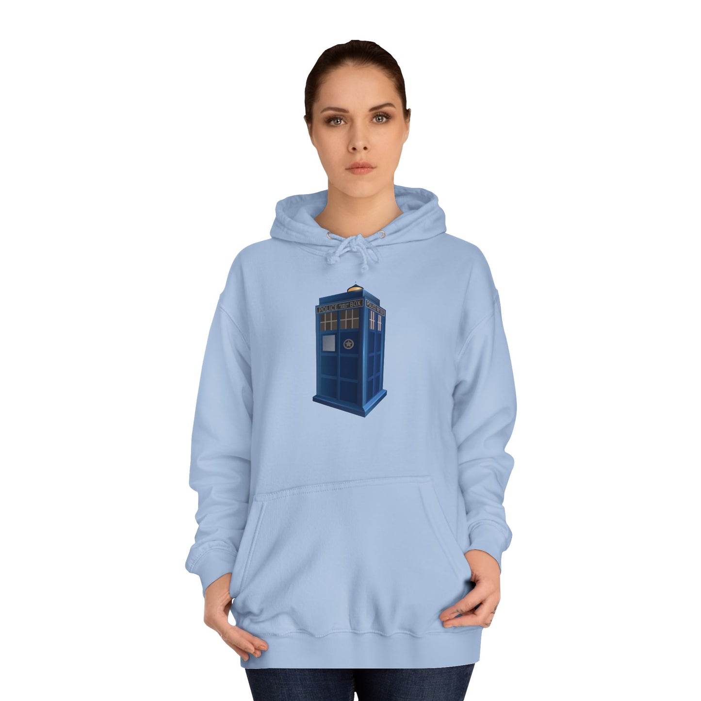 Unisex College Hoodie - British Police Public Call Box - Iconic TARDIS Design