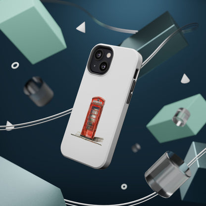 Red Telephone Booth Phone Case, Magnetic Tough Cases for Protection, Unique Gift for Phone Lovers, British Theme, Travel Accessory