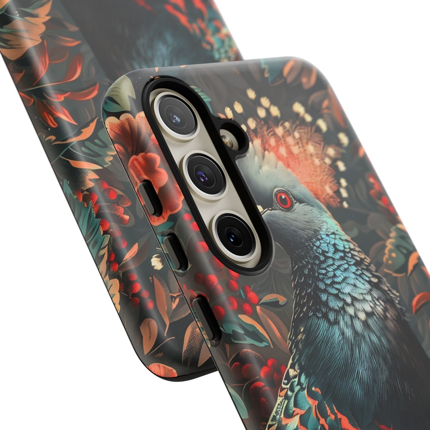 Floral Peacock Phone Case, Tough Cases, Artistic Phone Cover, Unique Gift, Nature Lover Accessory, Protective Case