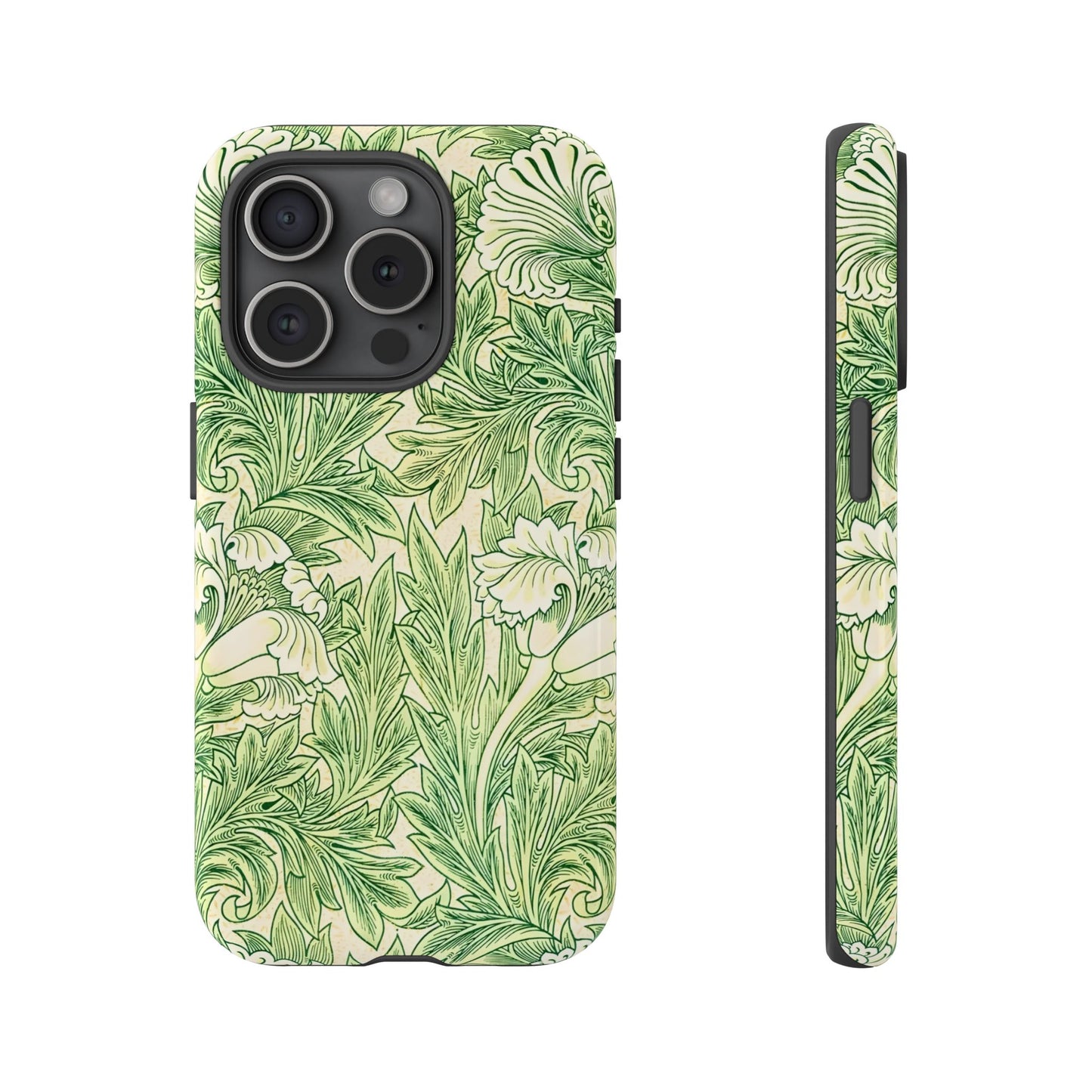Green Floral Phone Case, Botanical iPhone Cover, Tough Phone Shell, Nature-inspired Gift, Eco-friendly Tech Accessory